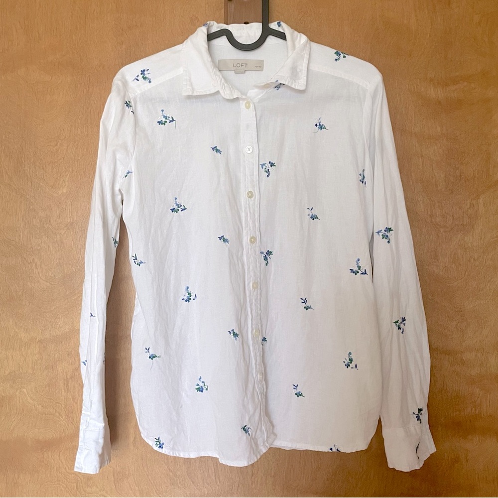 LOFT linen floral shirt
